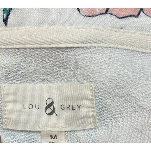 Lou & Grey Floral Sweatshirt Dress Short Sleeve Pink Yellow Cotton Size M Medium - Picture 4 of 8